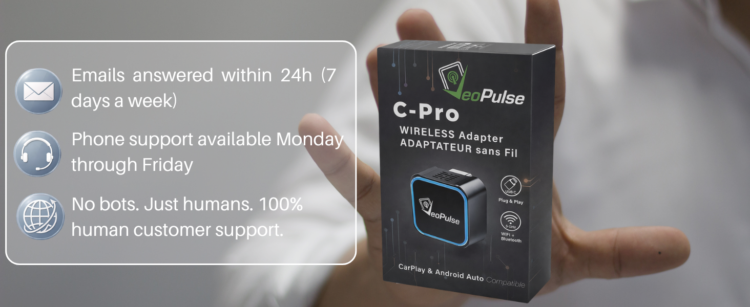 VeoPulse customer support for the C-Pro wireless CarPlay and Android Auto adapter