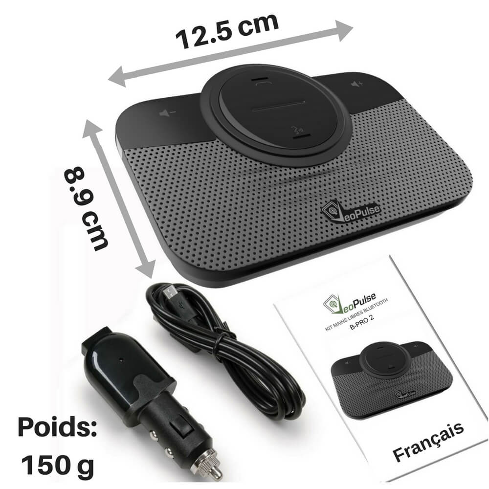 Kit mains-libres Bluetooth pour auto avec haut-parleur et support